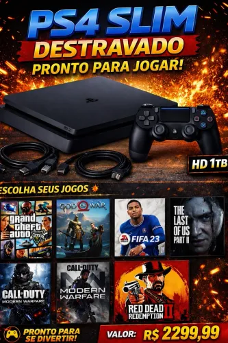 Ps4 slim 1tb DESTRAVADO COM JOGOS a sua escolha GARANTIA DE LOJA MEGA OFERTA 