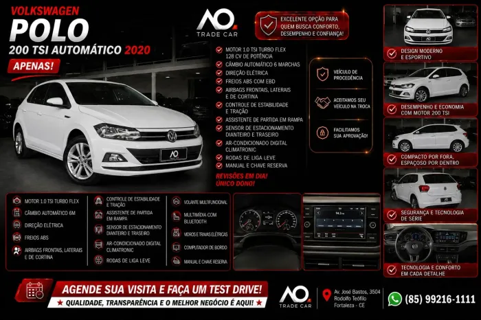 Volkswagen Polo Comfort. 200 TSI 1.0 Flex 12V Aut. 2020