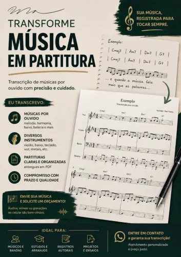 Transcrição de música para partitura