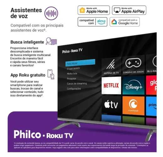 Smart Tv 32 Philco Roku Tv Dolby Áudio Hdr10 P32crb NOVA