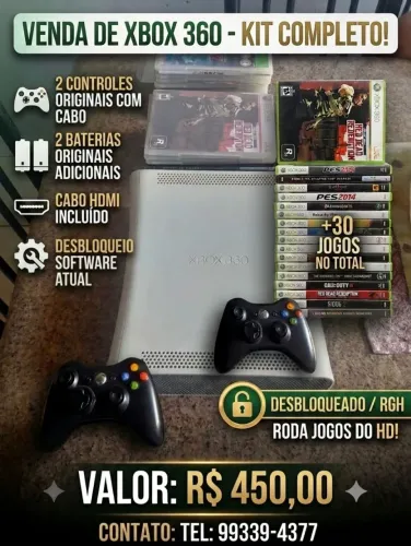 Xbox 360 branco desbloqueado 