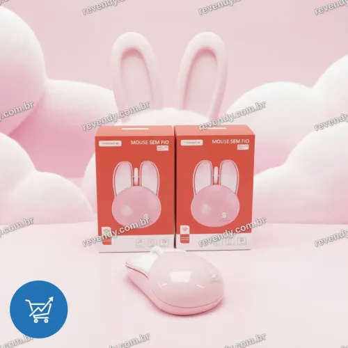 Mouse sem fio - design de coelho rosa - entrega grátis