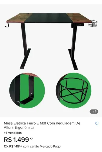 Mesa com regulagem de altura + tampo MDF 1,80M
