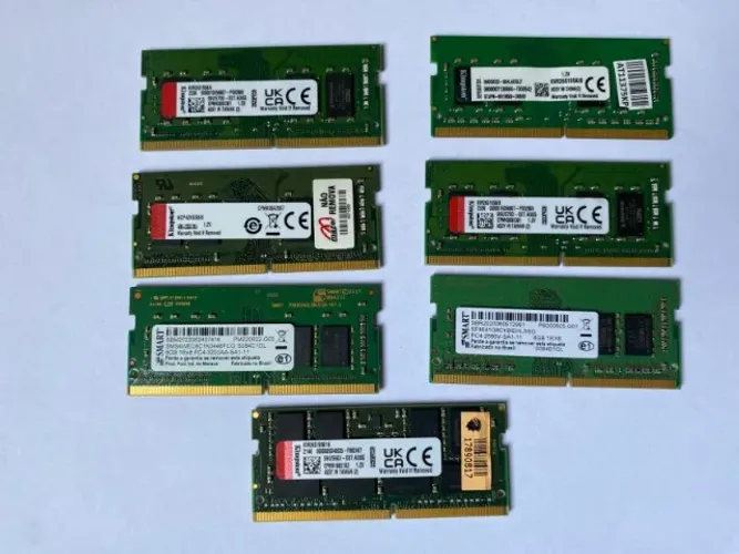 Lote Memória RAM Notebook DDR4 (4x 8GB Kingston, 2x 8GB Smart, 1x 16GB Kingston)
