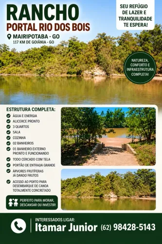 CHÁCARA À VENDA - RIO DOS BOIS | MAIRIPOTABA-GO