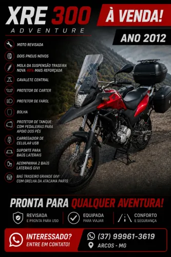 Honda XRE 300 2012 ? Completa e pronta para viajar