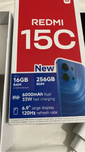 Redmi 15C Preto 16gb ram 256 GB + caixa + carregador e cabo original xiaomi + capinha