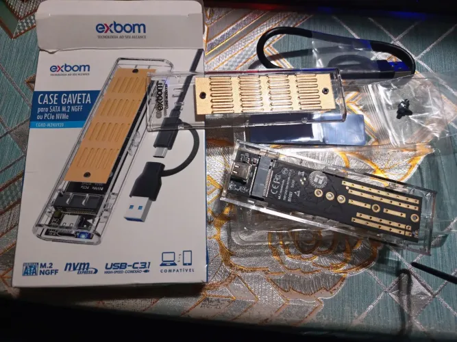 Case gaveta M2 nvme sata nv1 nv2 nv3 USB 3.1 type c