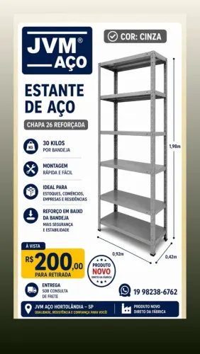 ESTANTE REFORÇADA 42 Profundidade