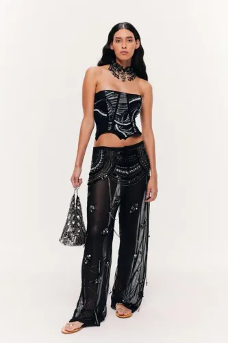 Calça Hisha Solene Preta P/M Nova Ajustável