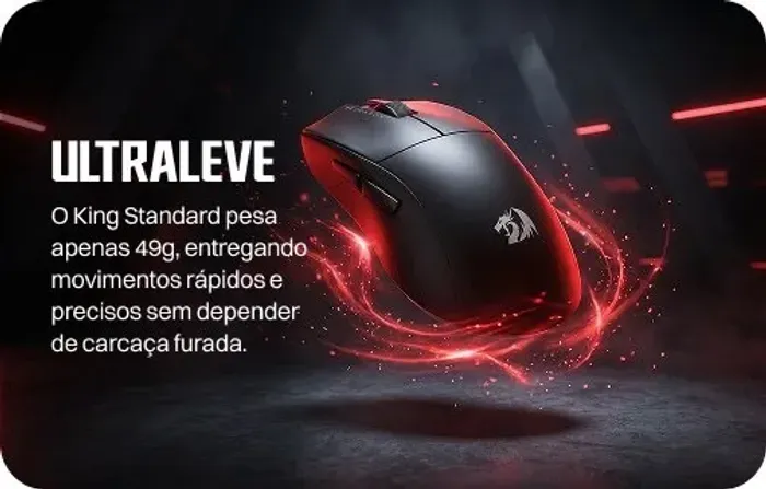 Mouse Gamer 12000 DPI Redragon King Standard Tri-Mode Wireless Preto