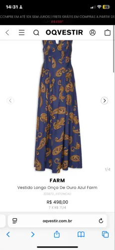 Vestido FARM onça de ouro 