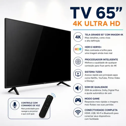 Smart Tv Samsung 65 polegadas 4k Crystal
