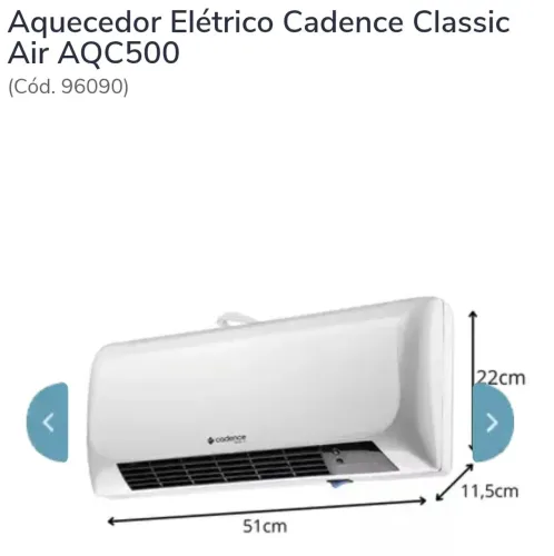 AQUECEDOR ELÉTRICO CADENCE AQC500<br>AQC500