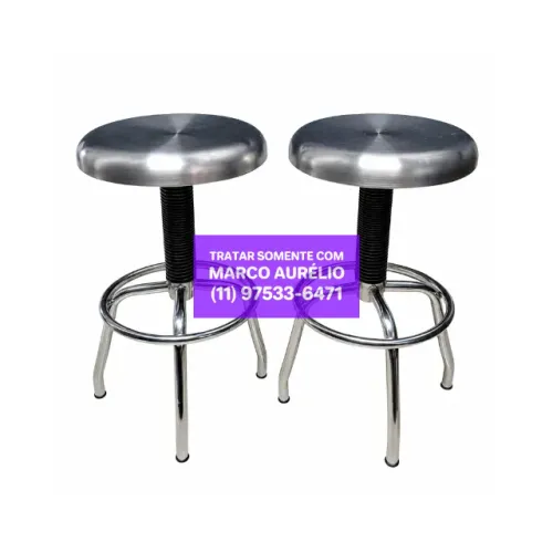 2x Bancos Cadeiras de Aço Inox Escovado Giratórias - R$ 1.500 o Par