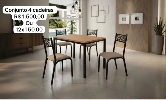 Conjunto de mesa com 4 cadeira NOVA- Entrego