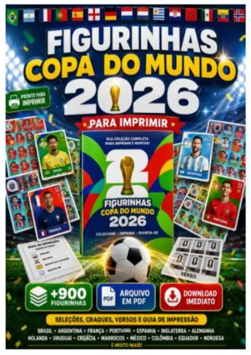 Figurinhas Copa do Mundo 2026 para Imprimir +900 Figurinhas PDF | Download Imediato