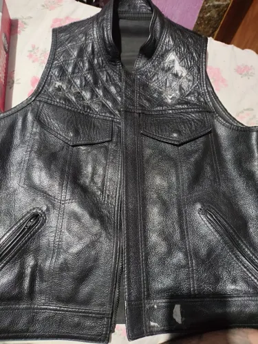 Colete couro masculino