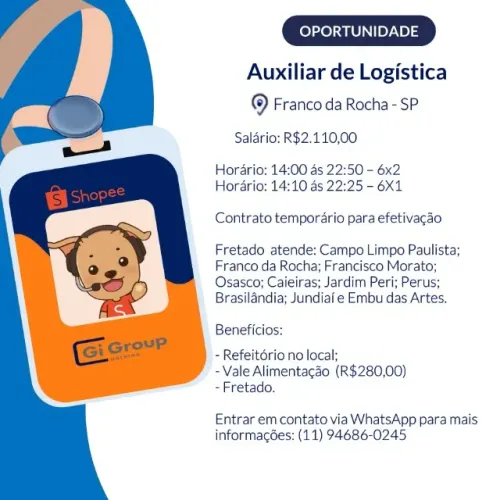 AUXILIAR DE LOGÍSTICA DE FRANCO DA ROCHA 