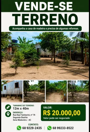 Vende-se terreno 12mx40m