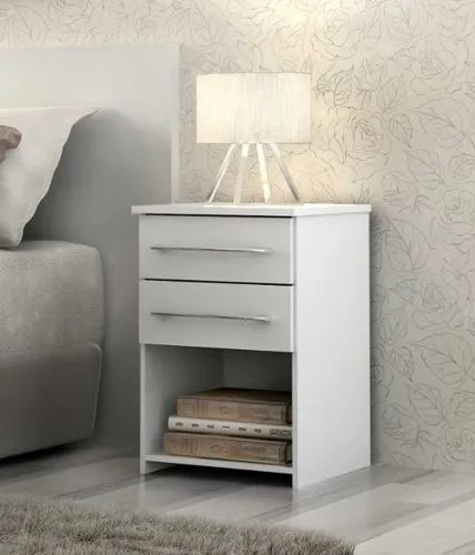 Mesa de Cabeceira Bruna 2Gvs Branco Quarta Divisão - Entrega Rápida!