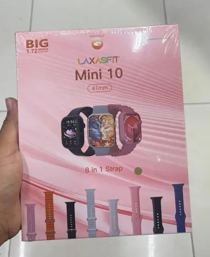Novo smartwatch laxasfit mini 10 com 8 pulseiras