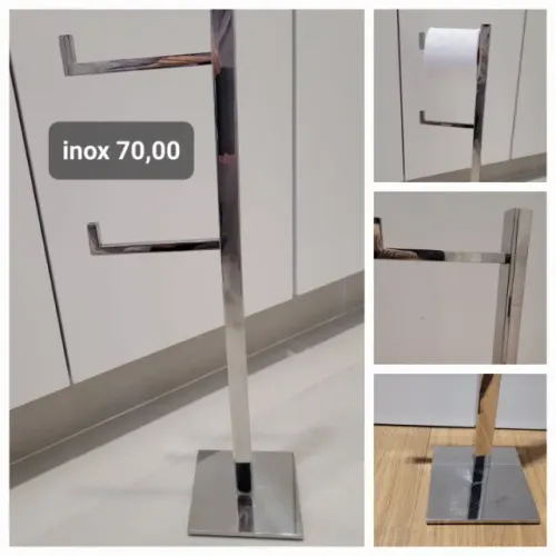 Porta papel higiênico de chão - Inox