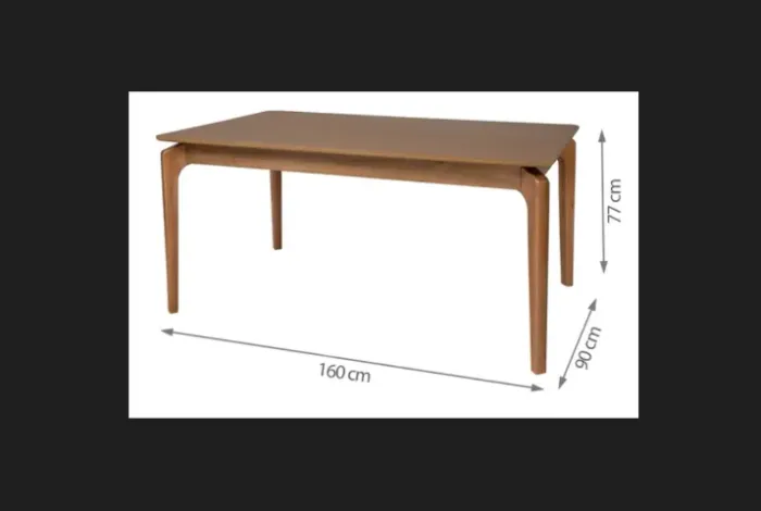 Mesa de jantar L 160 x P 90 x Alt 77 Portugal em madeira maciça e MDF Natural