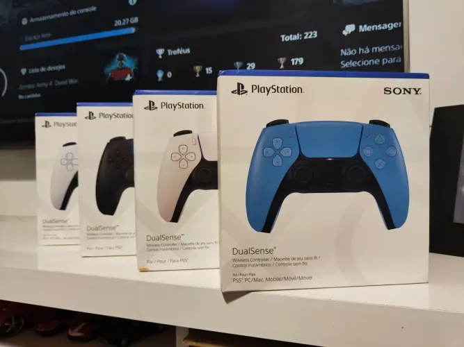 Controle Manete Dualsense PS5 Playstation 5 Novo preto/branco/azul
