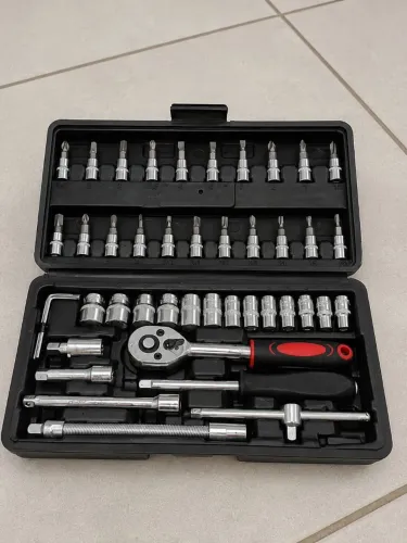 Kit de Ferramentas 46 Peças com Maleta - Jogo de Chaves e Soquetes