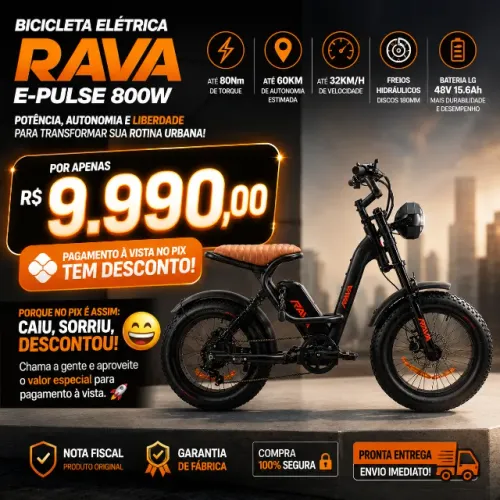 Bike elétrica RAVA e-pulse 800wts super potente