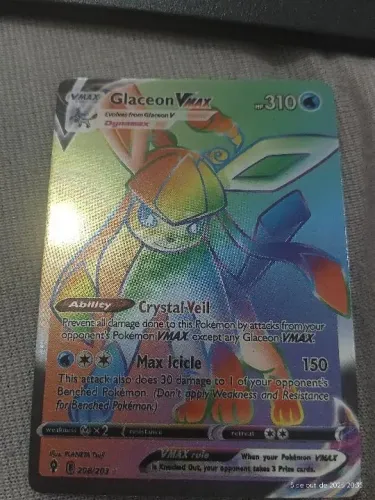 Pokémon Glaceon VMAX 208/203 - Carta Rara Nova - R$150