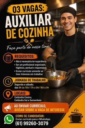 Free Lancer auxiliar de cozinha Ceilândia Centro