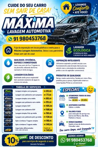 Lavagem automotiva no domicílio 