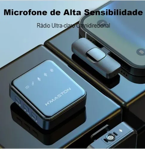 Microfone Lapela Sem Fio Tipo-C Bluetooth Preto H'maston
