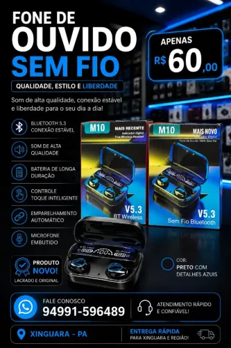 Fone de ouvido sem fio