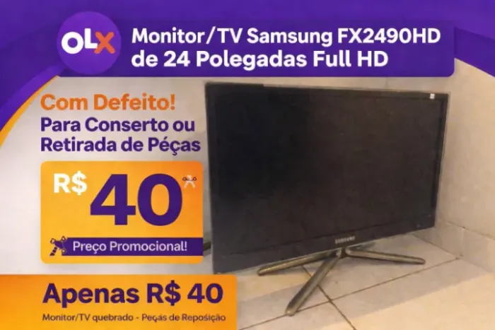 Monitor/TV Samsung - 24 Full HD - Com defeito