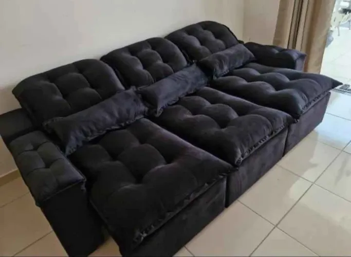 Sofá retrátil 3 lugares com espuma extra
