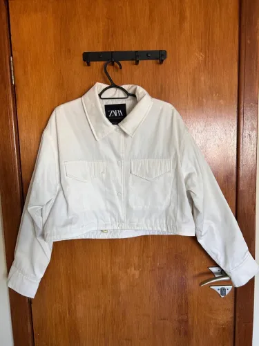 Jaqueta Cropped Zara Branca Off-White - Tam M