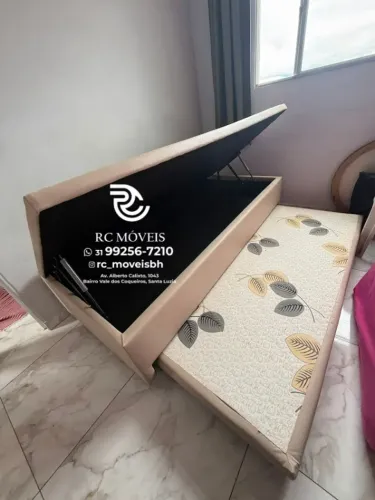 Cama box completa Baú Tamanho individual com Cama Auxiliar 88x1,88 D33 Baú Blindado | Nov