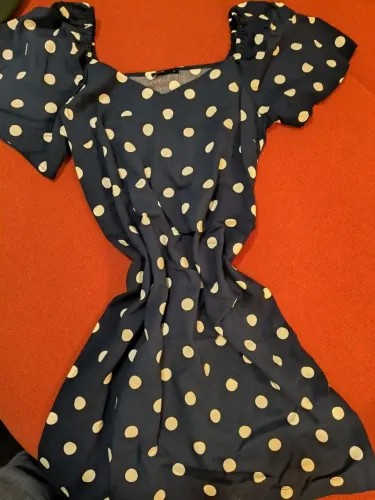Vestido Poá Azul Marinho 