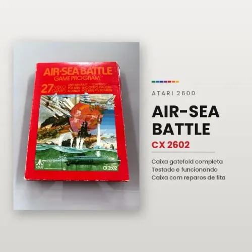 Jogo/Cartucho Atari 2600 Air-Sea Battle CX2602 caixa gatefold completa com manual