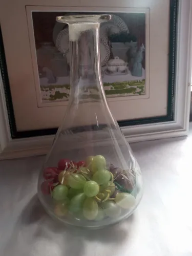 VASO DE VIDRO COM FRUTAS DECORATIVAS