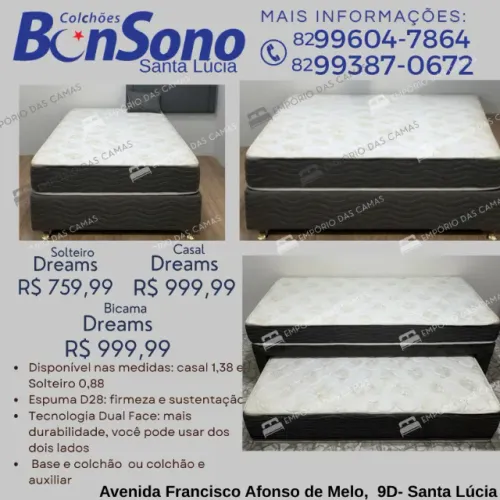 Cama D28 solteiro casal bicama Base e colchão bonsono pronta entrega