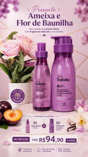 Presente dia das mães Ameixa e Flor de Baunilha