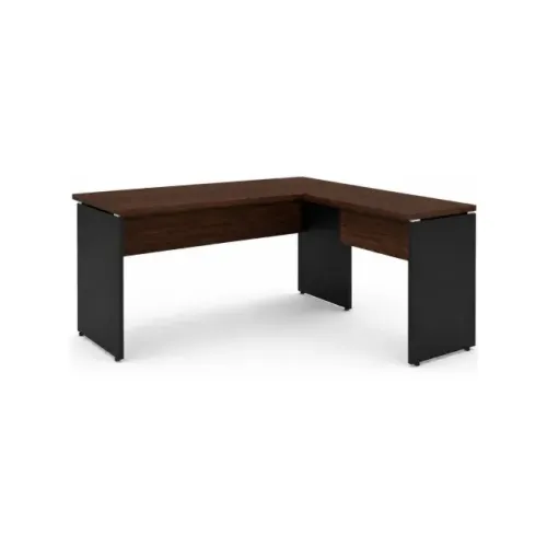 Mesa De Trabalho Em L Louro Preto Com Mesa Auxiliar Para Escritório 25422
