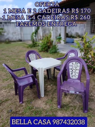 OFERTA CONJUNTO DE MESA E CADEIRA DE PLASTICO MDMDMD C COR DMDM L SMS LILAS