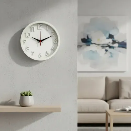 Relógio De Parede Plashome 3d Branco Sigma Silencioso Branco