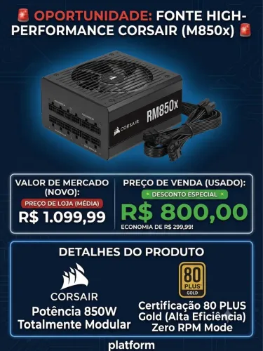 Fonte Corsair 850w rm850x modular