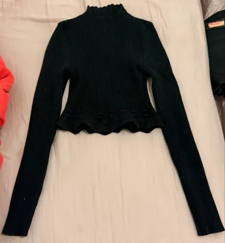 Roupa de Lã Preto Manga Comprida